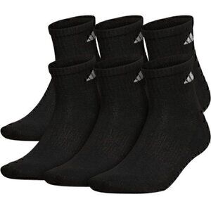 Black Adidas Men's Athletic Cushioned Quarter Socks size large ( shoe size 6-12)